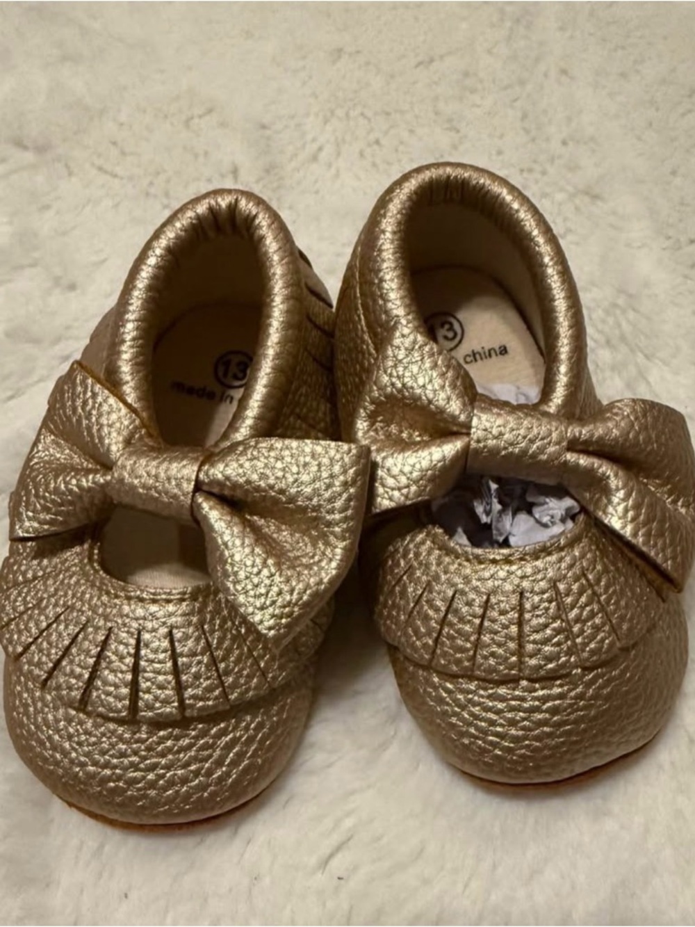 Toddler Metallic Gold Bow Mary Jane Shoes Size 4 Baby